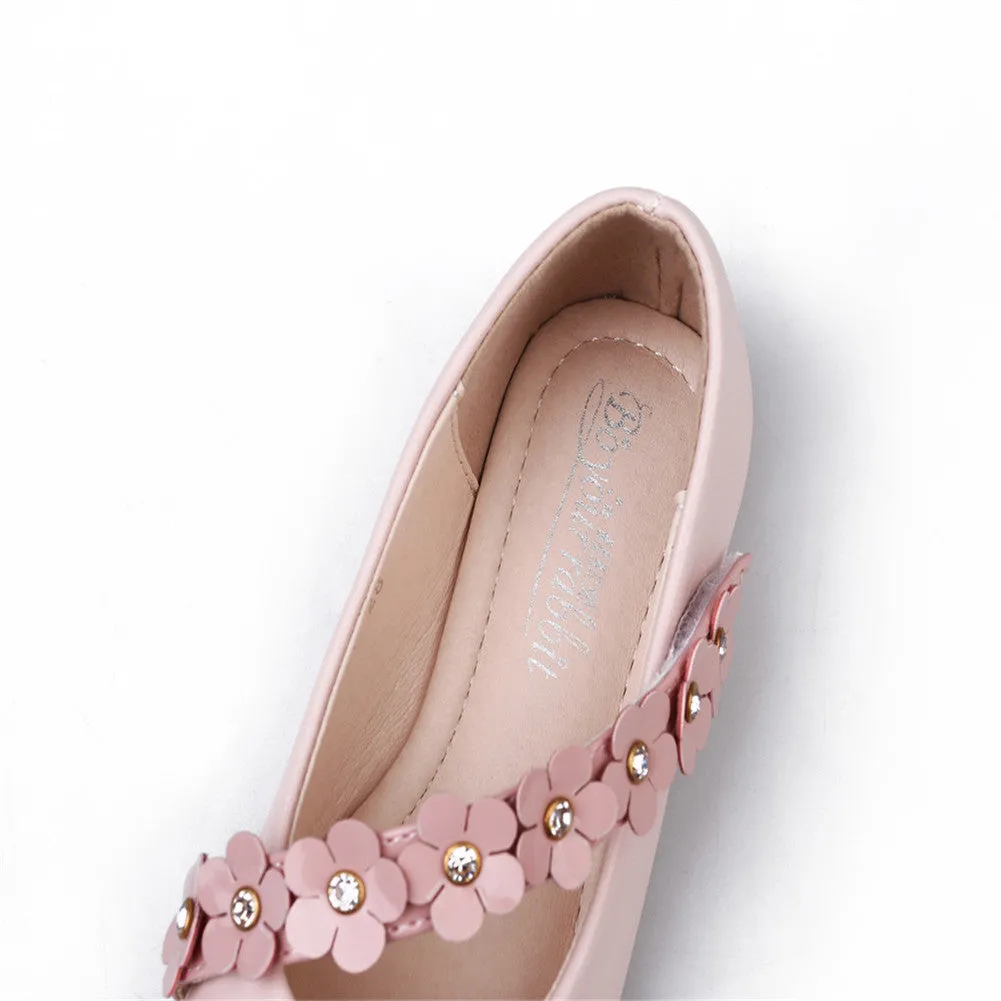 Girl's Flower Mary Jane Shoes Ballet Flats with Easy Strap (Toddler/Little Kid)