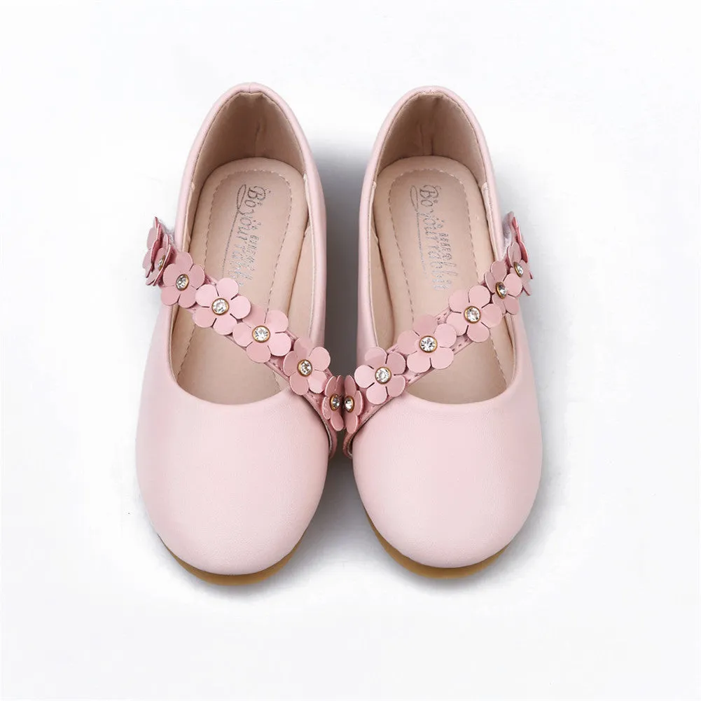 Girl's Flower Mary Jane Shoes Ballet Flats with Easy Strap (Toddler/Little Kid)