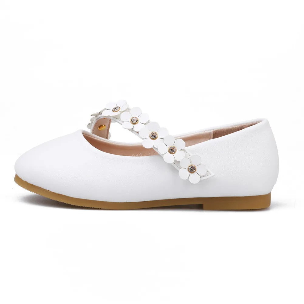 Girl's Flower Mary Jane Shoes Ballet Flats with Easy Strap (Toddler/Little Kid)