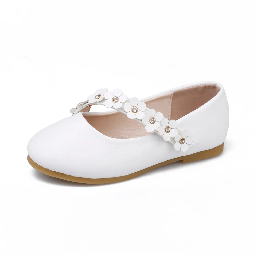Girl's Flower Mary Jane Shoes Ballet Flats with Easy Strap (Toddler/Little Kid)