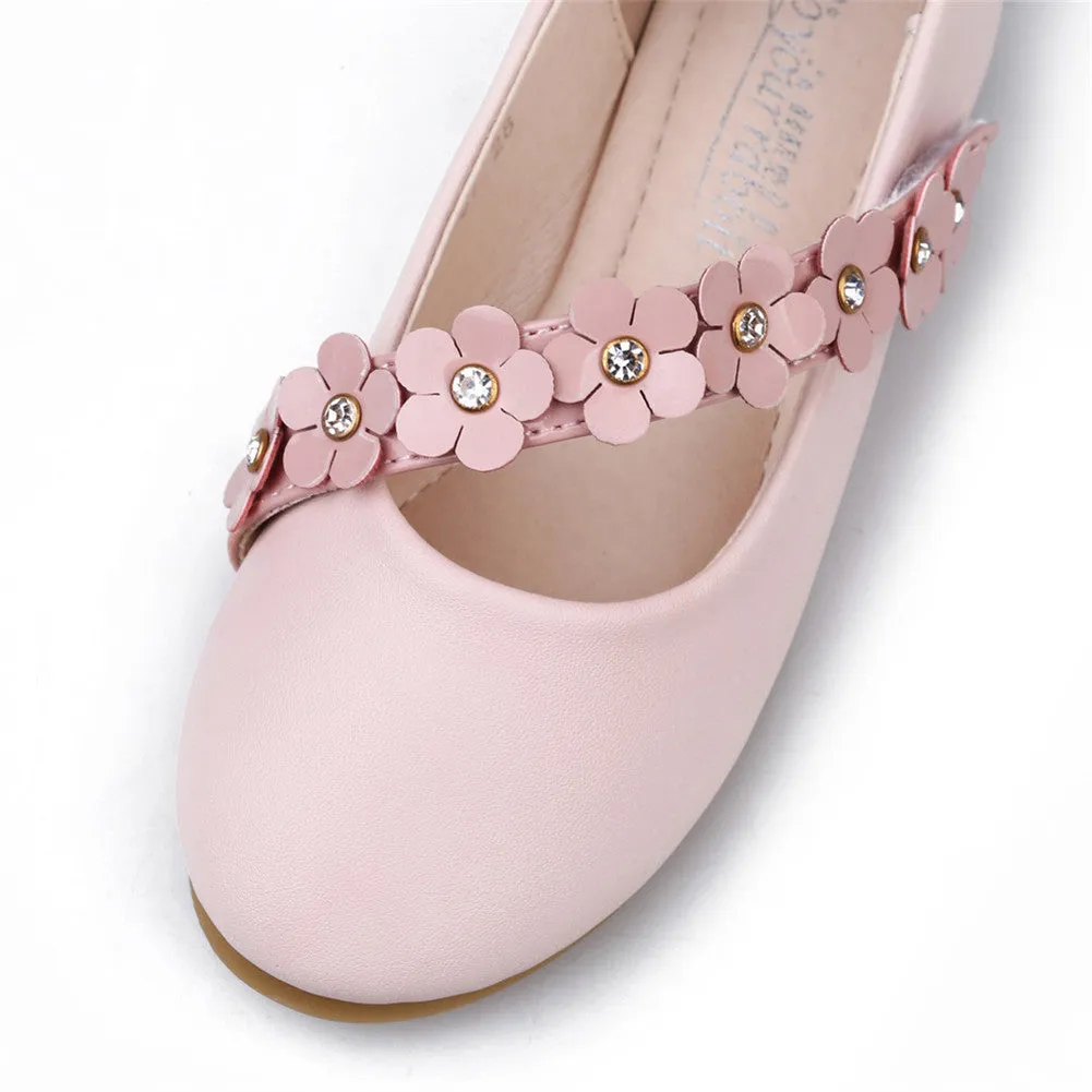 Girl's Flower Mary Jane Shoes Ballet Flats with Easy Strap (Toddler/Little Kid)