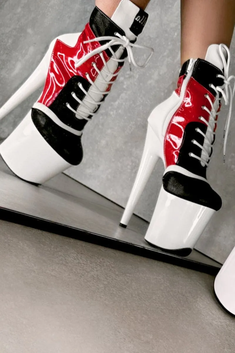 Hella Heels EmpireKicks 8inch Ankle Boots - Atomic Red