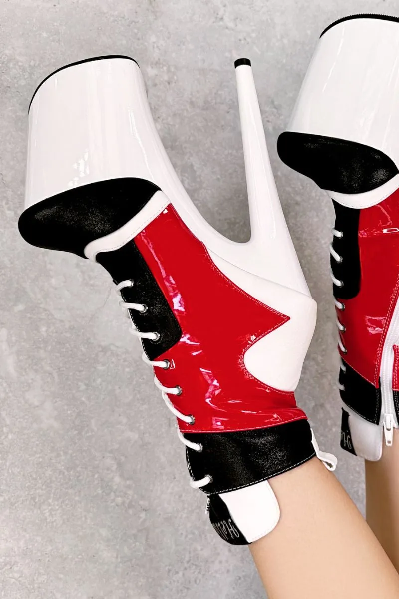 Hella Heels EmpireKicks 8inch Ankle Boots - Atomic Red