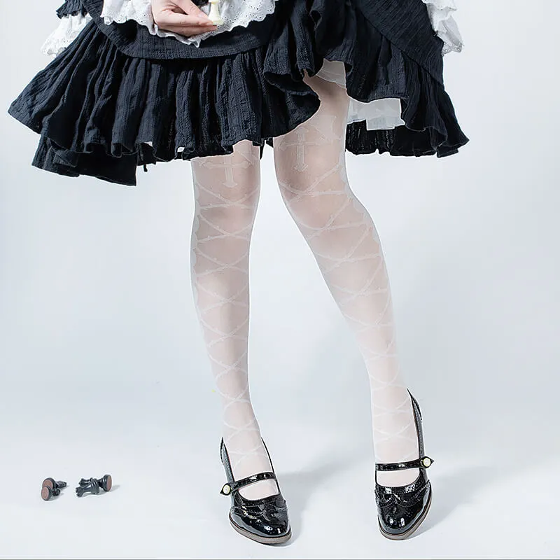 Kiss Of Thorns Cross Over Thigh High