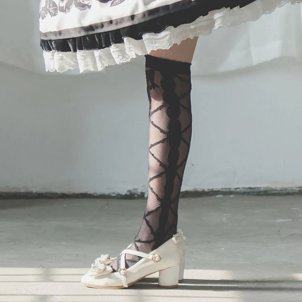 Kiss Of Thorns Cross Over Thigh High