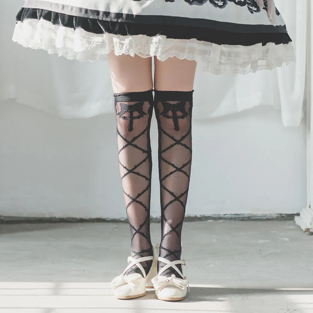 Kiss Of Thorns Cross Over Thigh High