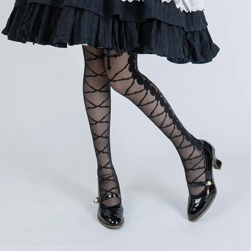 Kiss Of Thorns Cross Over Thigh High