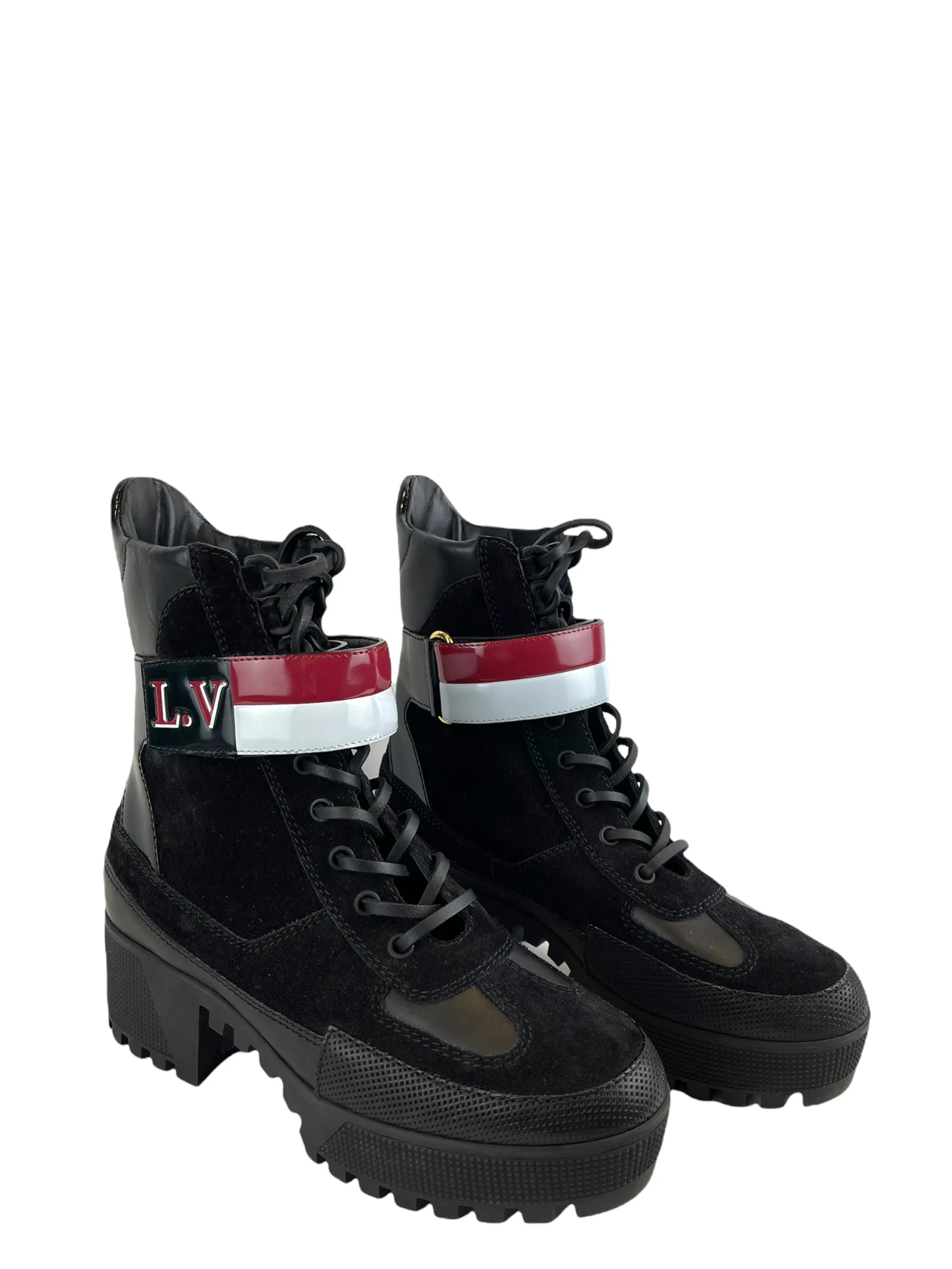 Louis Vuitton Black Suede & Leather Boots - UK 5