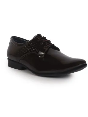 Men Brown Party Formal Patent Leather Lace-Up Shoes for Office|Memory Cushion Insole|Meeting Comfort Slip-Ons