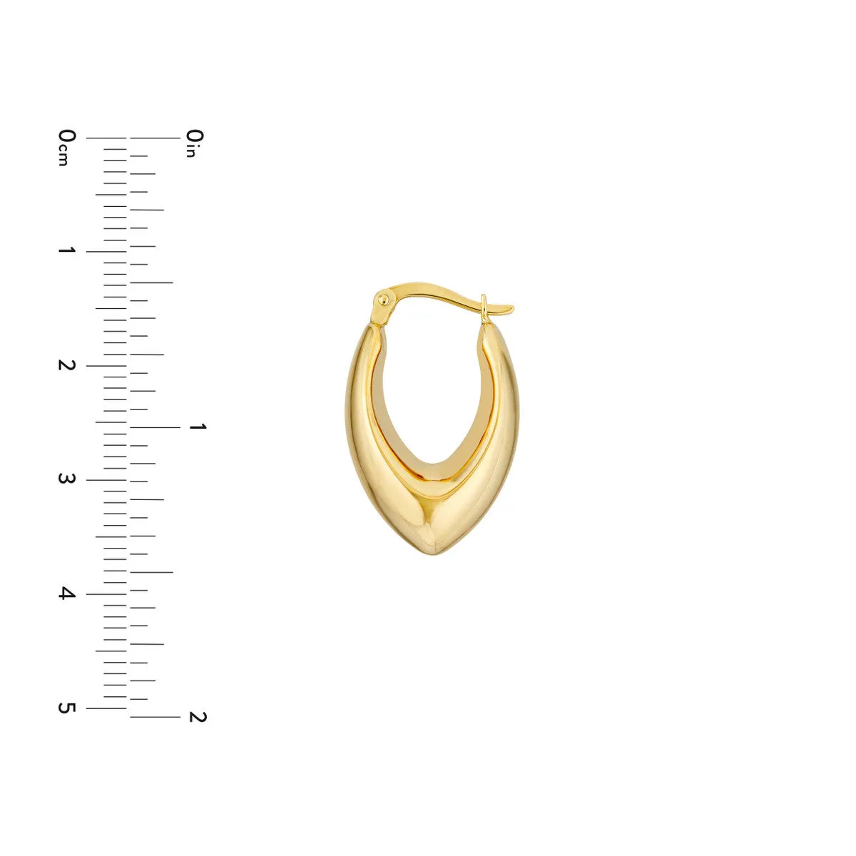 Oval Pointed Teardrop Hoop Earrings - 14K Yellow Gold Hinge Back - by Dazyle