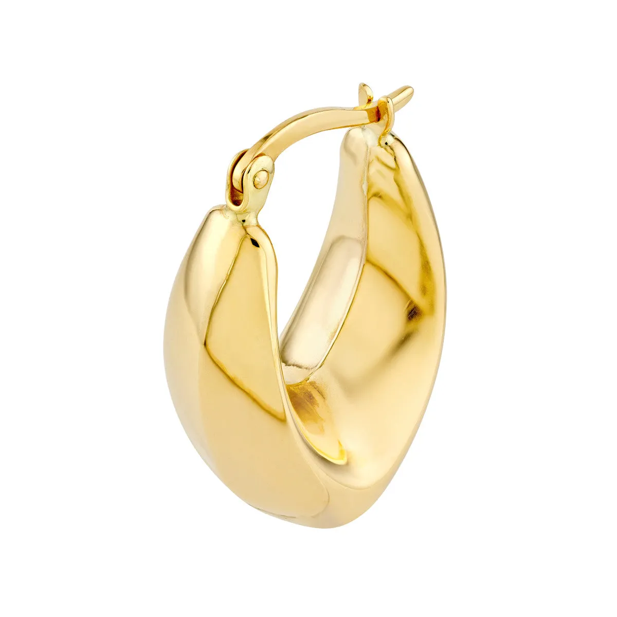 Oval Pointed Teardrop Hoop Earrings - 14K Yellow Gold Hinge Back - by Dazyle