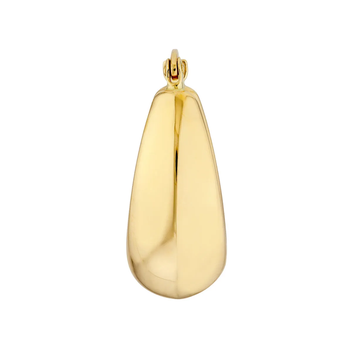 Oval Pointed Teardrop Hoop Earrings - 14K Yellow Gold Hinge Back - by Dazyle