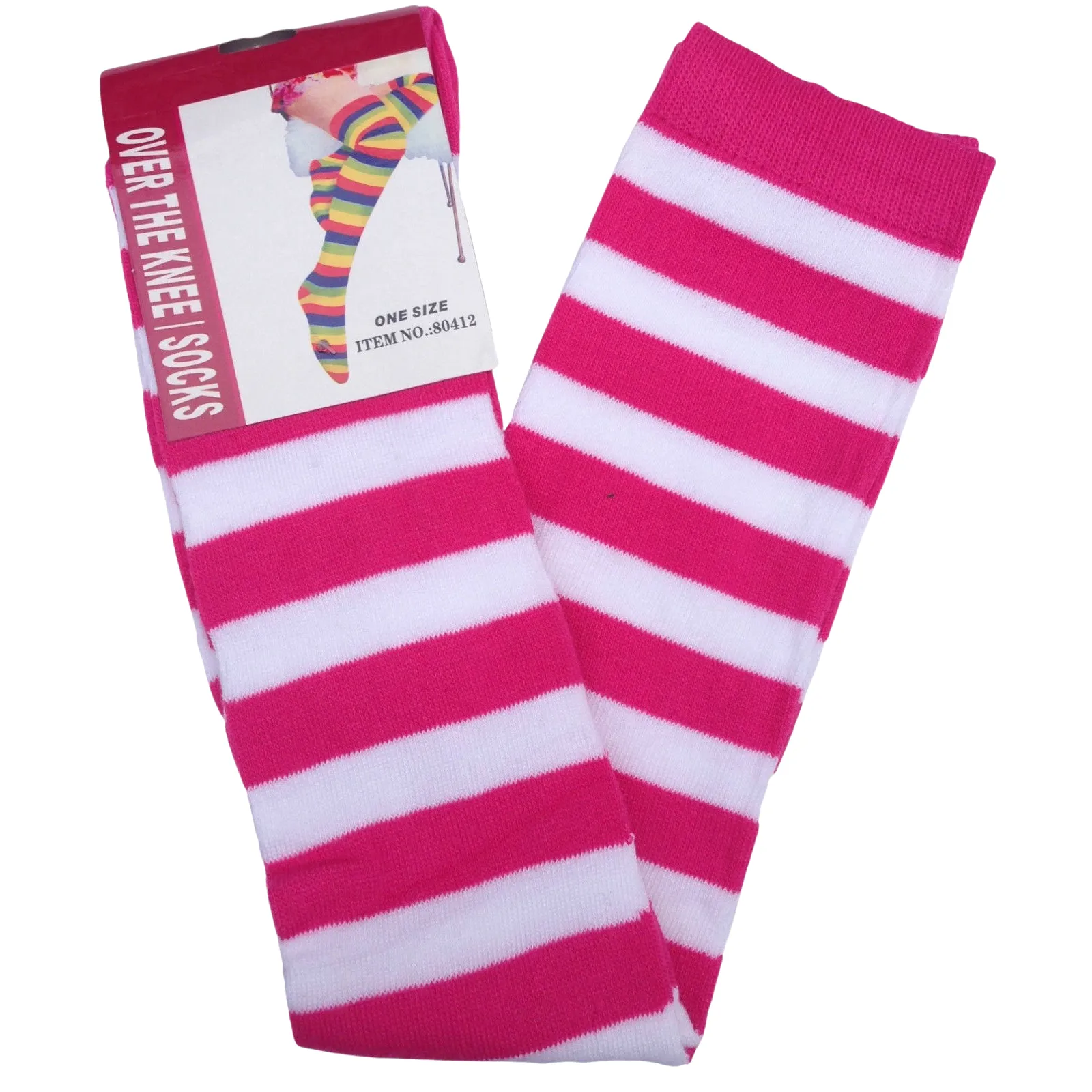 OVER THE KNEE SOCKS Plain Striped High Thigh Ladies Long Womens Stripey Stocking