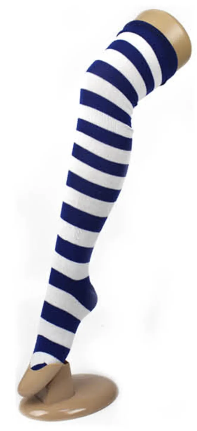 OVER THE KNEE SOCKS Plain Striped High Thigh Ladies Long Womens Stripey Stocking