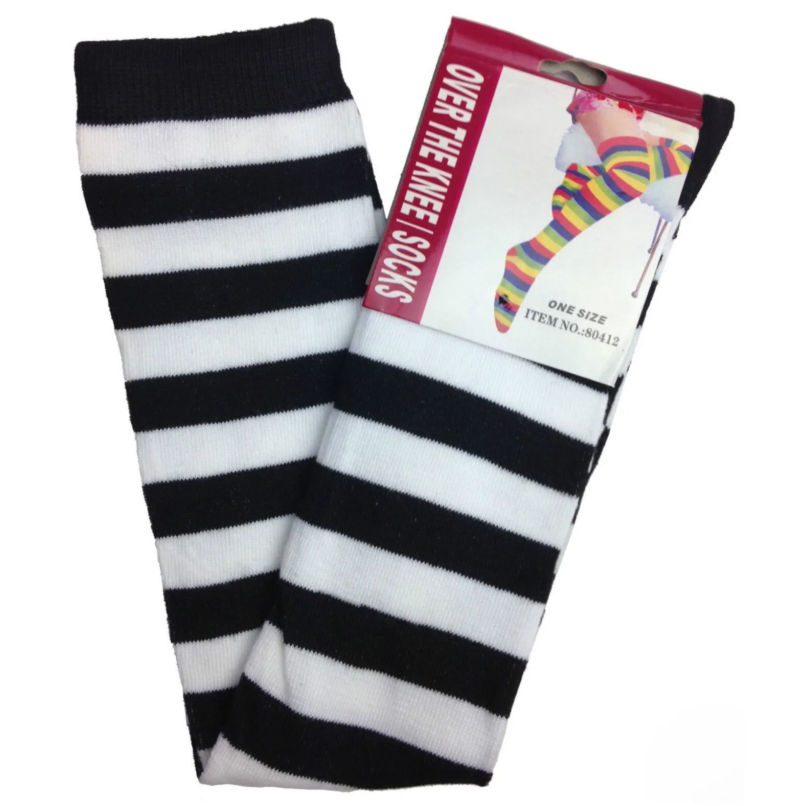 OVER THE KNEE SOCKS Plain Striped High Thigh Ladies Long Womens Stripey Stocking