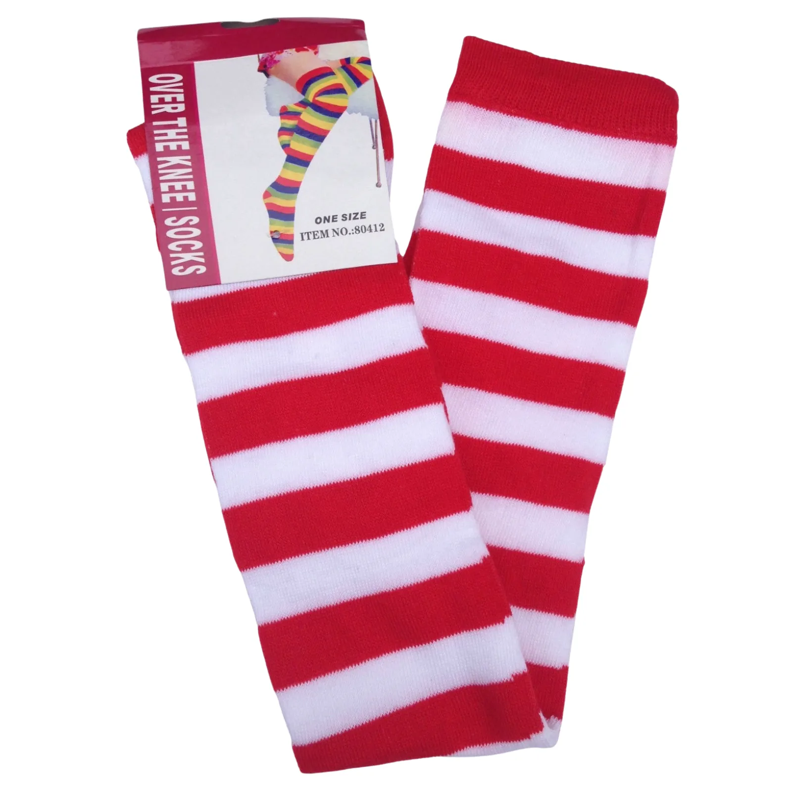 OVER THE KNEE SOCKS Plain Striped High Thigh Ladies Long Womens Stripey Stocking