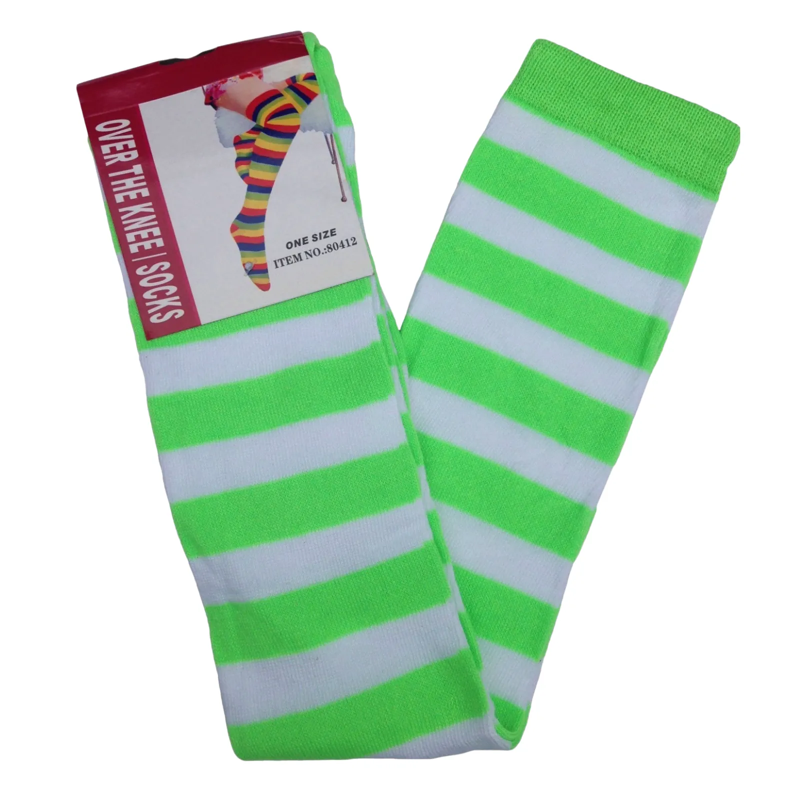 OVER THE KNEE SOCKS Plain Striped High Thigh Ladies Long Womens Stripey Stocking