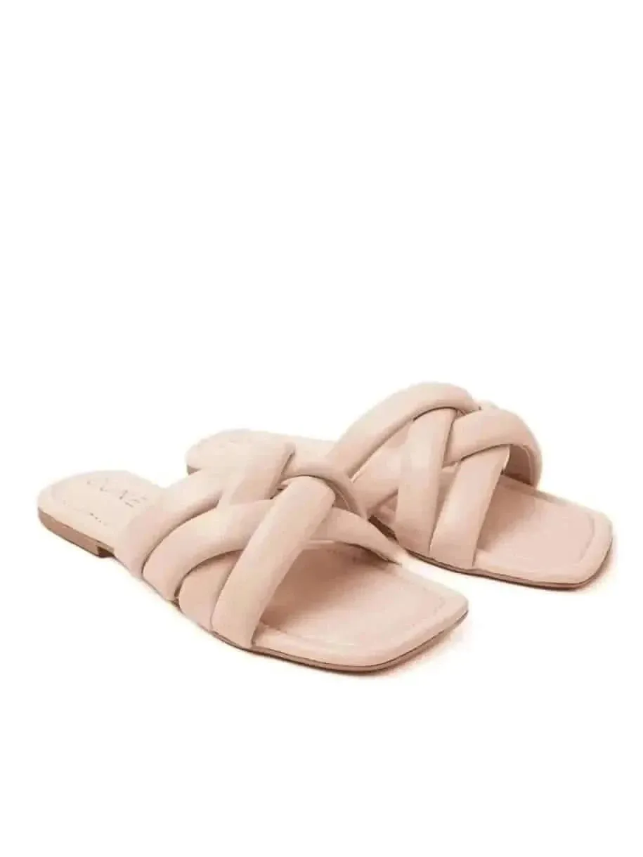 Pallid White Crossed Flats - Off White Flats