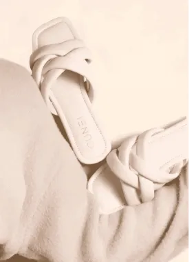 Pallid White Crossed Flats - Off White Flats