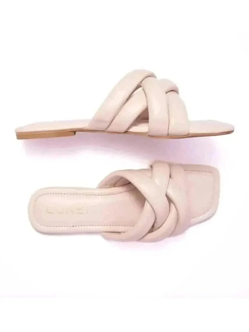 Pallid White Crossed Flats - Off White Flats