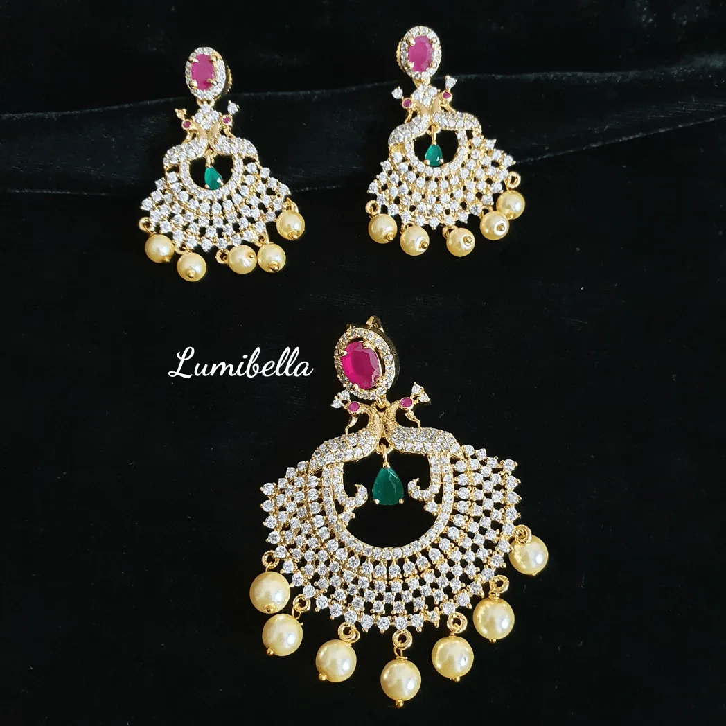 Peacock Pendant With Crystal Chain