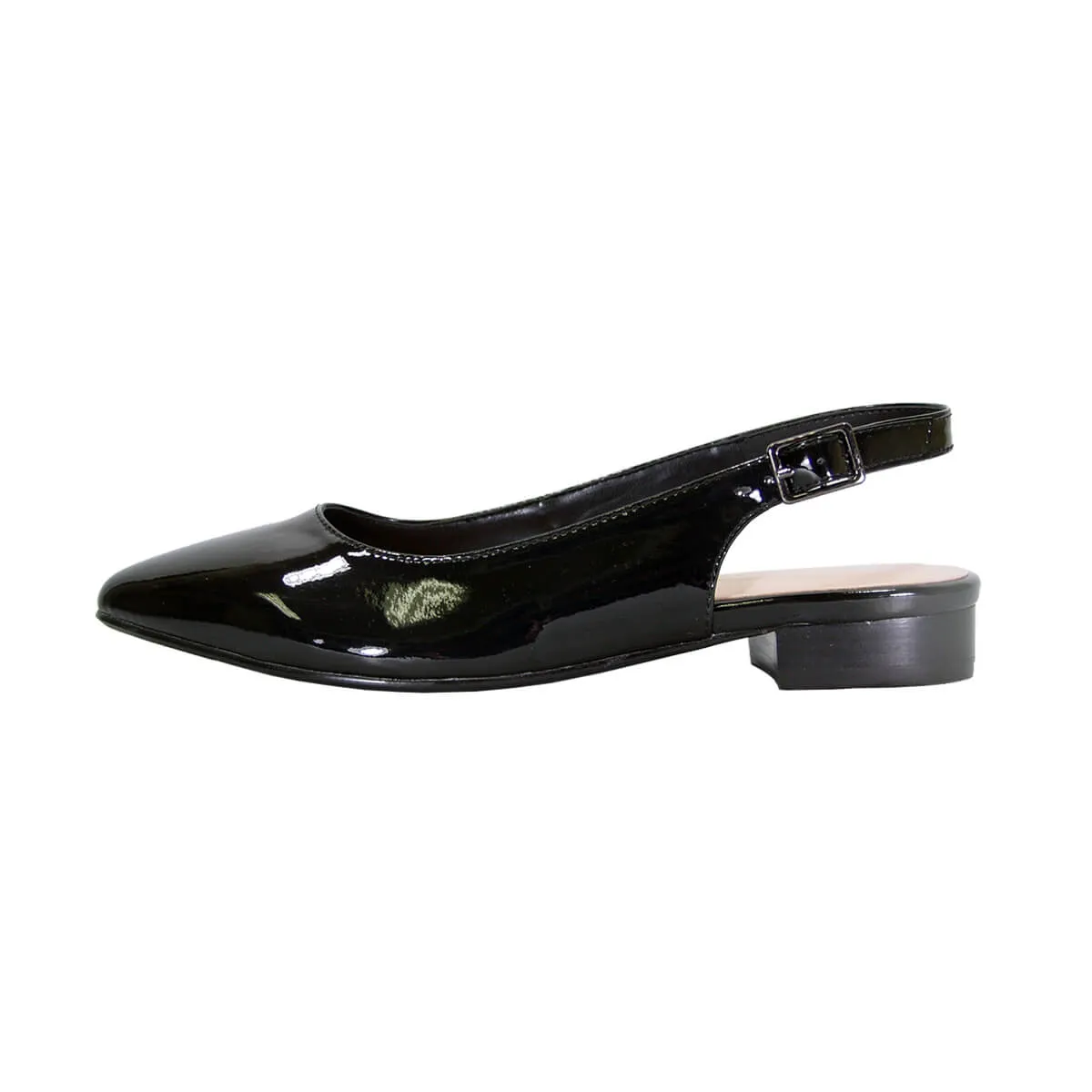 PEERAGE Fay Women's Wide Width Patent Leather Slingback Flats