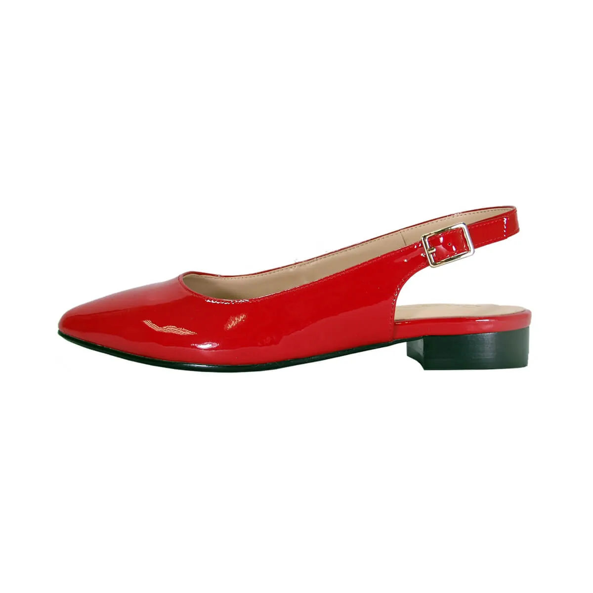 PEERAGE Fay Women's Wide Width Patent Leather Slingback Flats