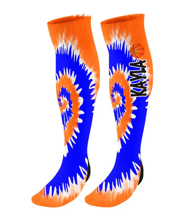 Personalized Tie Dye Basketball Knee High Socks