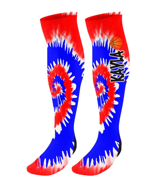 Personalized Tie Dye Basketball Knee High Socks
