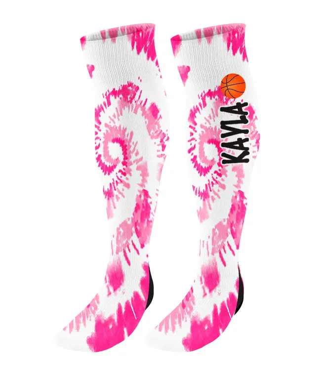 Personalized Tie Dye Basketball Knee High Socks