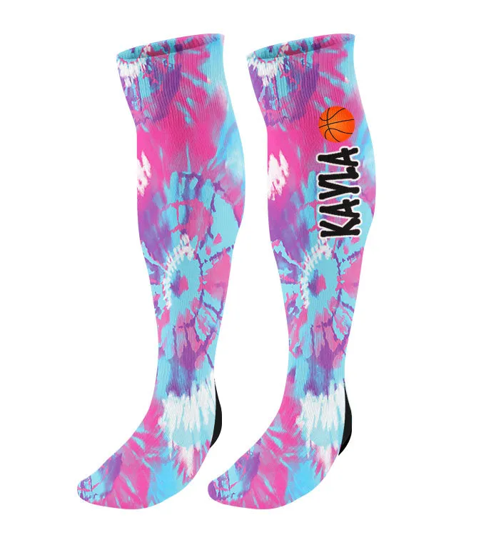 Personalized Tie Dye Basketball Knee High Socks