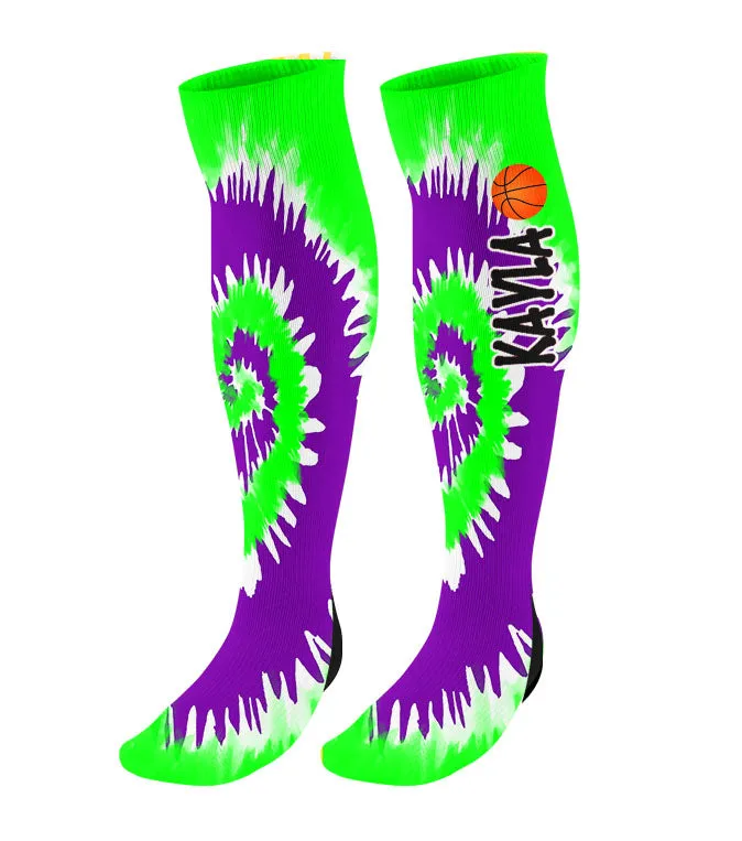 Personalized Tie Dye Basketball Knee High Socks