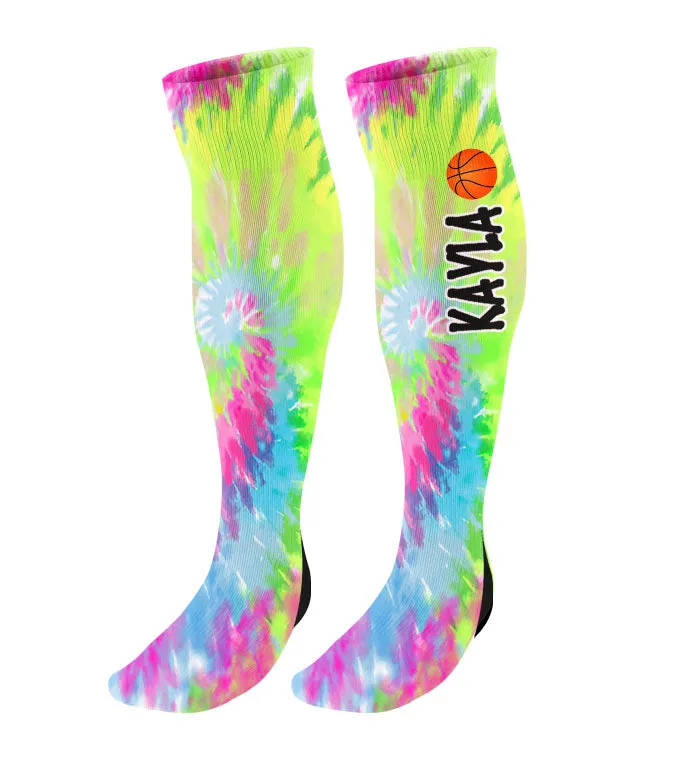 Personalized Tie Dye Basketball Knee High Socks