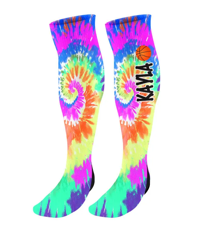 Personalized Tie Dye Basketball Knee High Socks