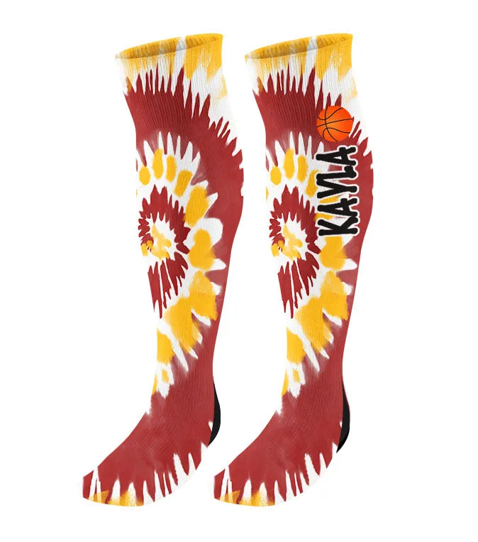 Personalized Tie Dye Basketball Knee High Socks