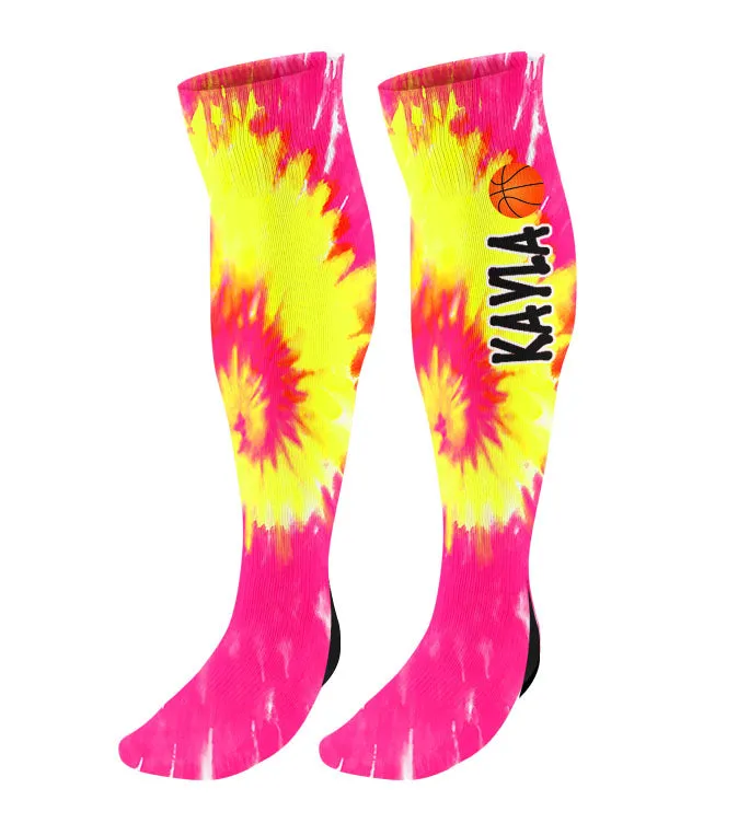 Personalized Tie Dye Basketball Knee High Socks