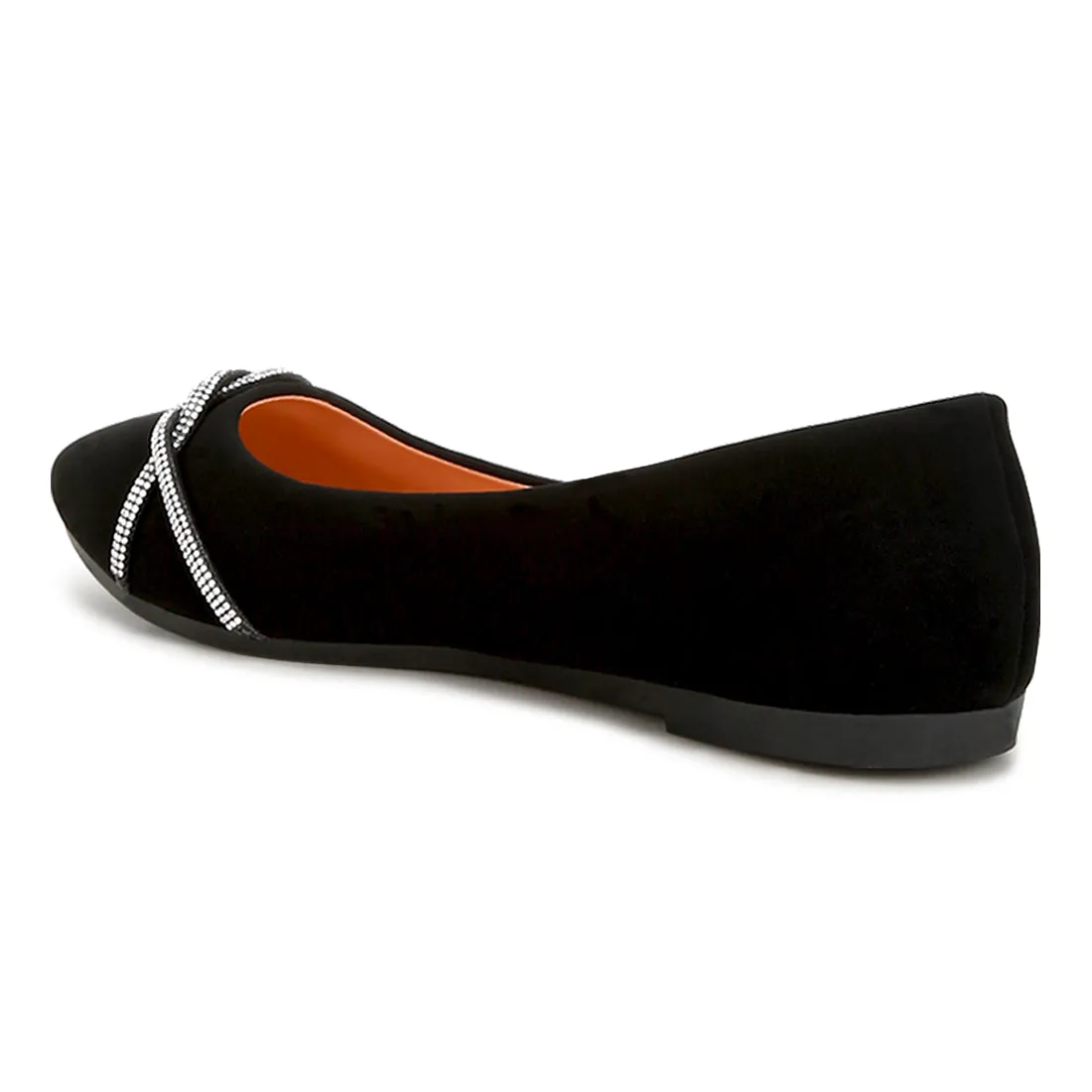 Rhinestone Faux Leather Ballerinas