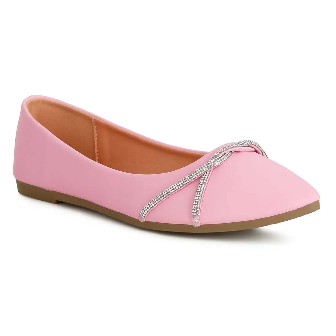 Rhinestone Faux Leather Ballerinas