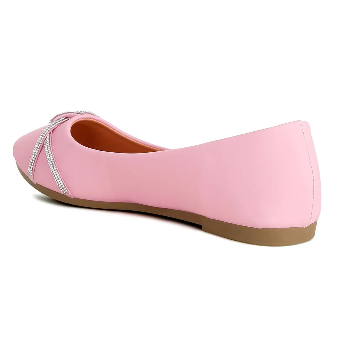 Rhinestone Faux Leather Ballerinas