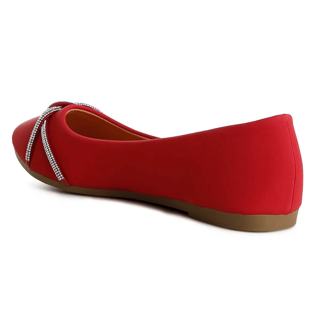 Rhinestone Faux Leather Ballerinas