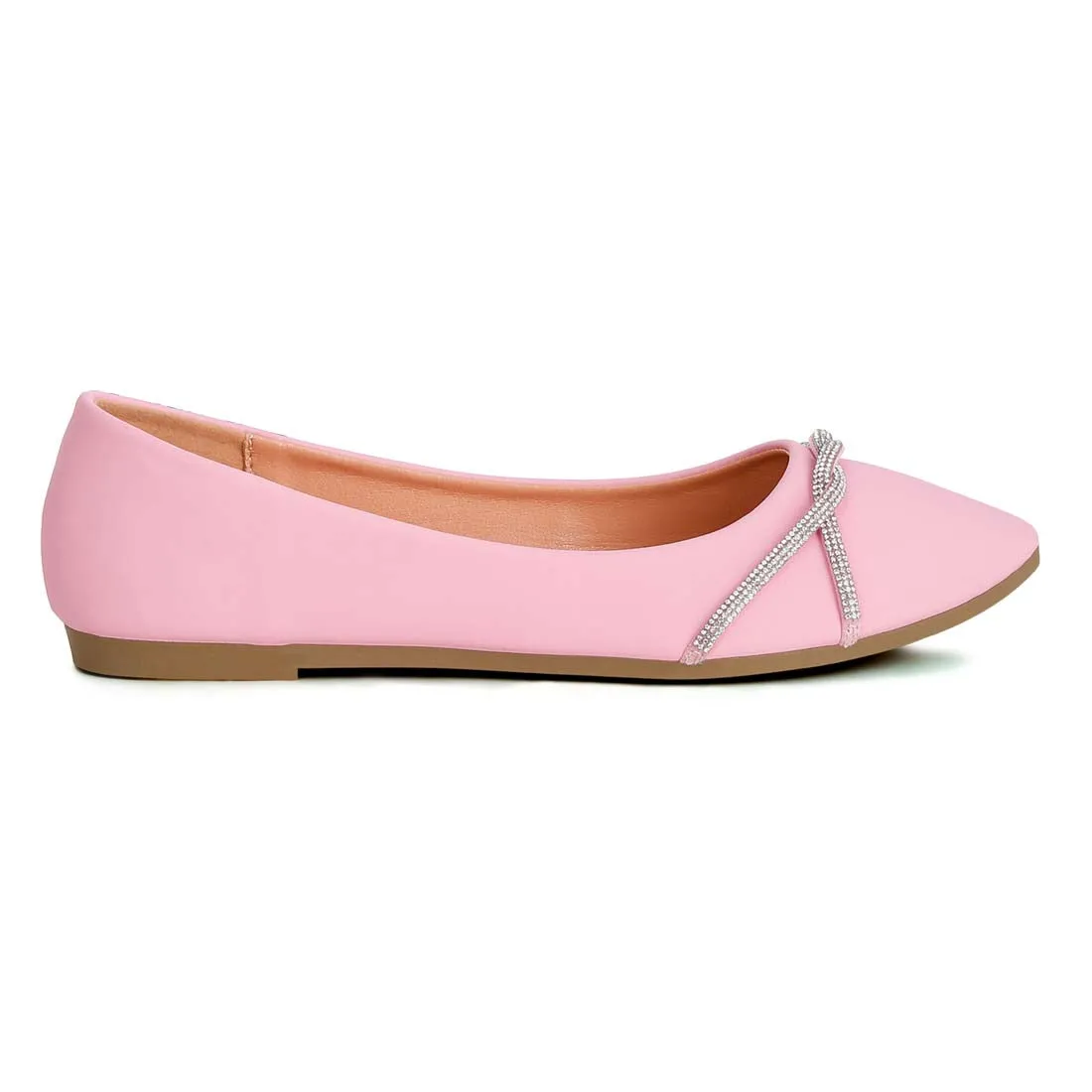 Rhinestone Faux Leather Ballerinas