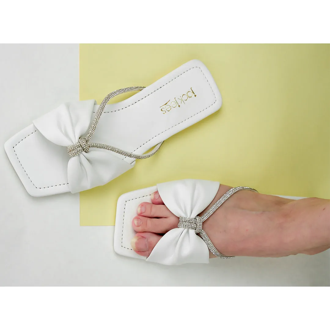 Rhinestone Flats White