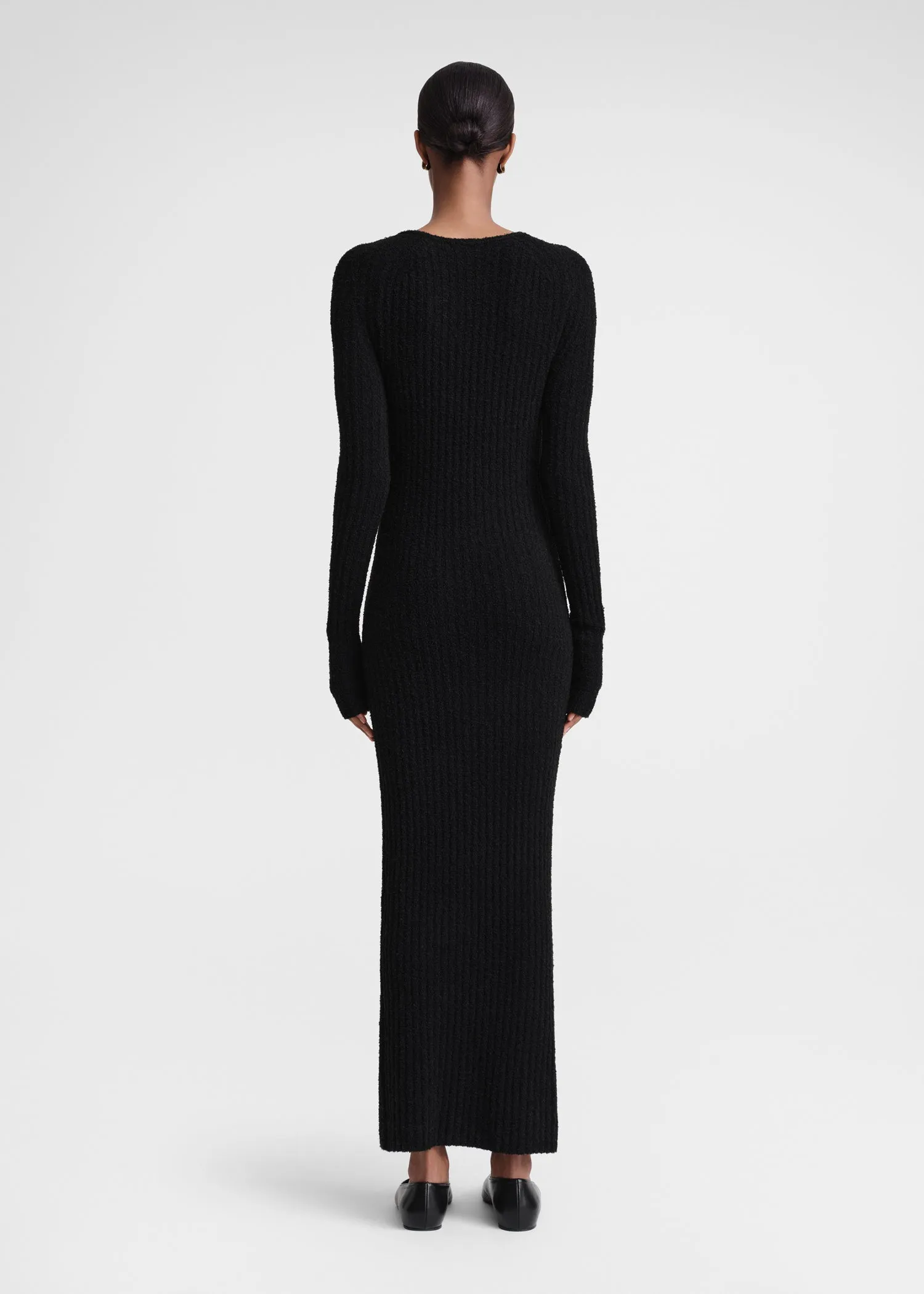 Ribbed merino blend dress black