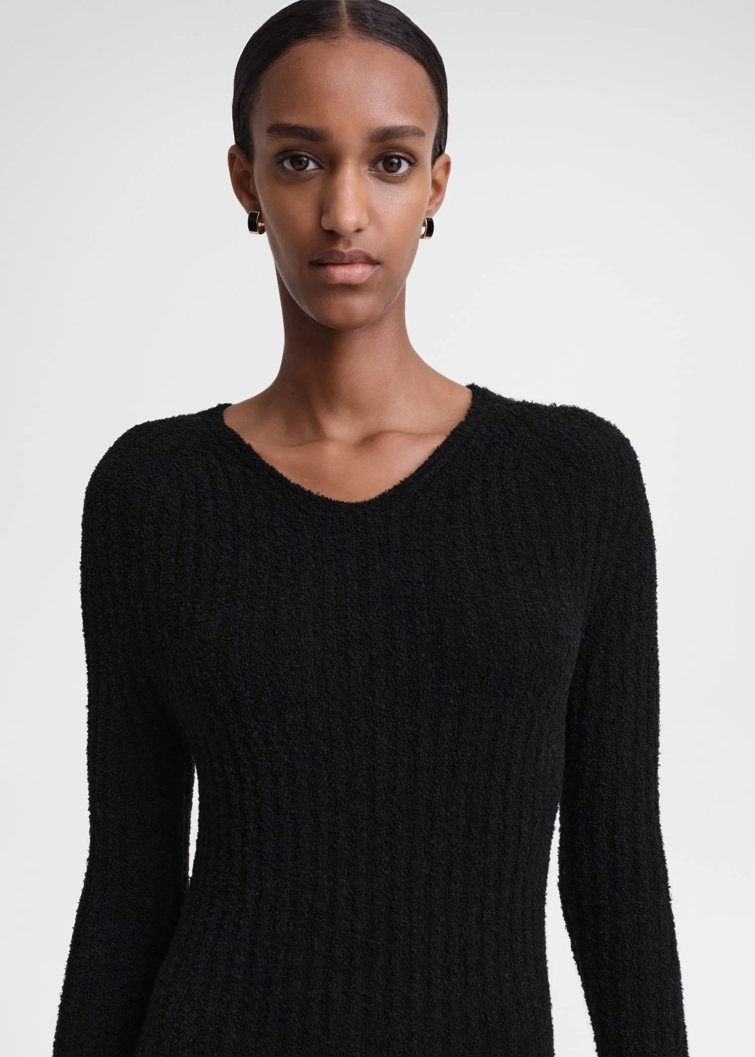 Ribbed merino blend dress black