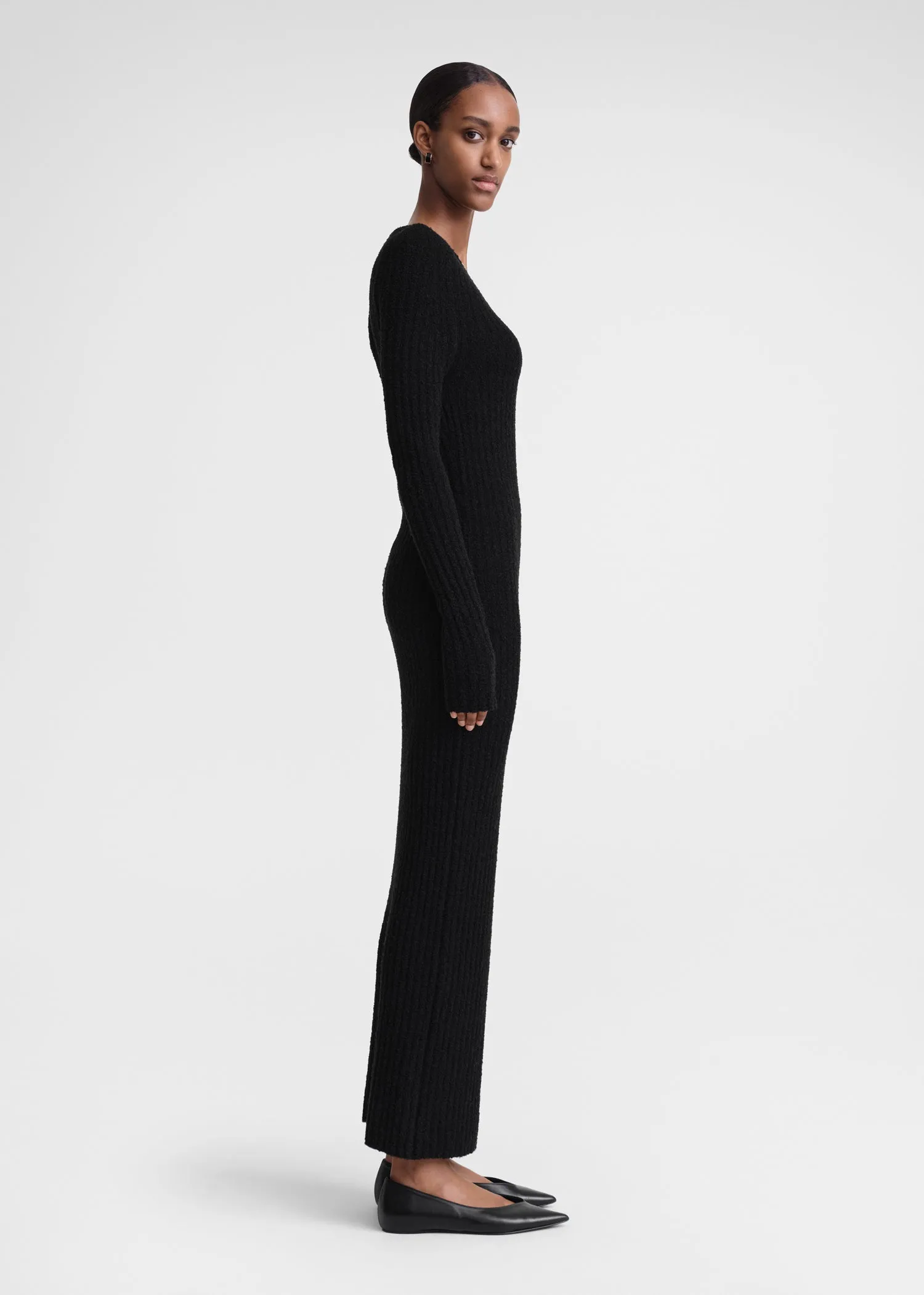 Ribbed merino blend dress black