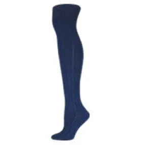 Royal Blue Pebble Rib Over The Knee Socks (Women's)