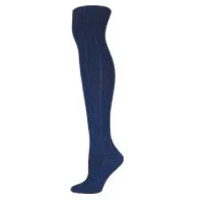 Royal Blue Pebble Rib Over The Knee Socks (Women's)