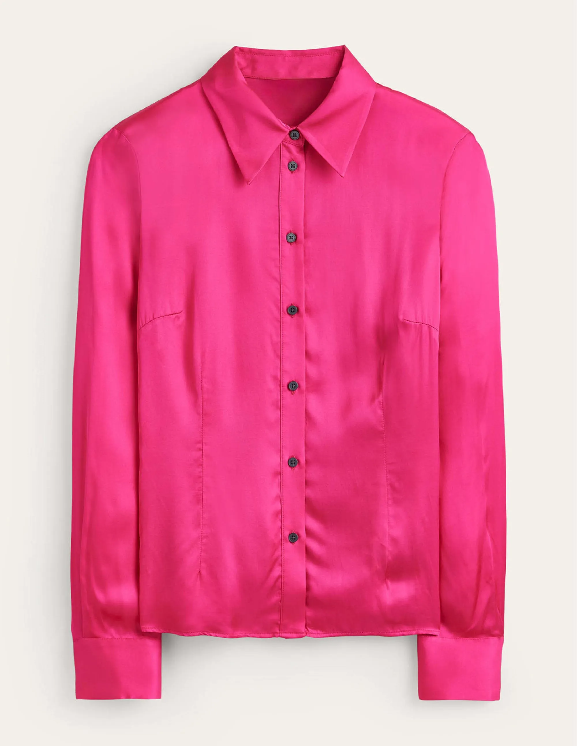 Saskia Satin Shirt-Vibrant Pink