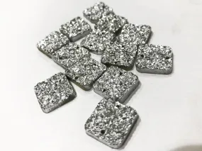 Silver Square Shiny Sugary Plastic Stones (14x14 mm)