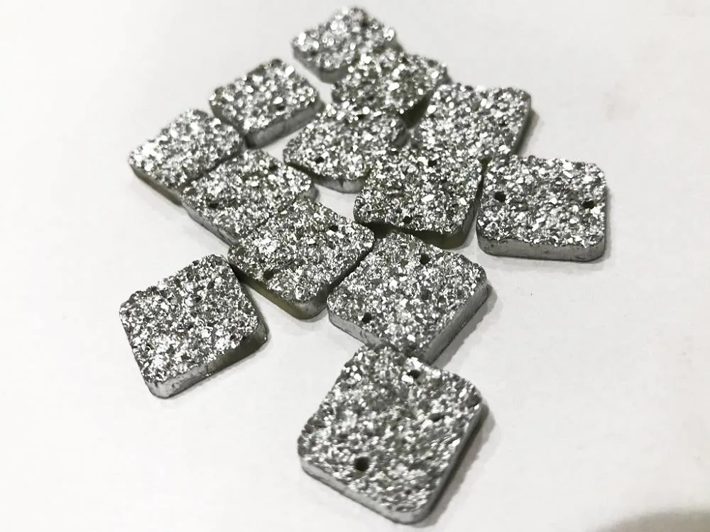 Silver Square Shiny Sugary Plastic Stones (14x14 mm)